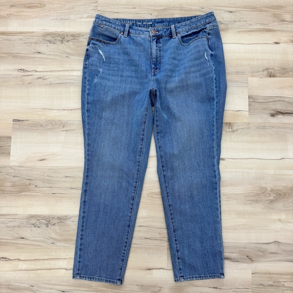 Talbots Flawless slim ankle distress straight leg pants plus women’s 16